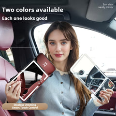Espejo de vanidad LED portátil para coche SANNCE, diseño desmontable con iluminación suave, perfecto para retoques rápidos, se adapta a la mayoría de los modelos de vehículos