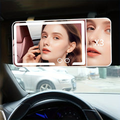 Espejo de vanidad LED portátil para coche SANNCE, diseño desmontable con iluminación suave, perfecto para retoques rápidos, se adapta a la mayoría de los modelos de vehículos