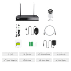 3MP 10-Channel Wireless Security Camera System, 8MP NVR, 3MP WiFi IP Cameras, Audio Recording, IP66 Waterproof, Smart AI Human Detection, Work With Alexa