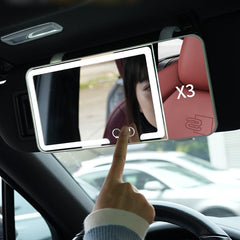 Espejo de vanidad LED portátil para coche SANNCE, diseño desmontable con iluminación suave, perfecto para retoques rápidos, se adapta a la mayoría de los modelos de vehículos