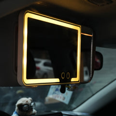 Espejo de vanidad LED portátil para coche SANNCE, diseño desmontable con iluminación suave, perfecto para retoques rápidos, se adapta a la mayoría de los modelos de vehículos