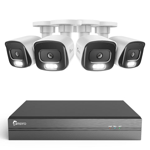 Camstro 5MP 8-Channel POE CCTV Camera Security System, 4K NVR w/4 5MP IP Cameras, Color Night Vision, Customized Motion Area, Comprehensive Smart Detection, Two-Way Audio Intercom, IP67 Weatherproof