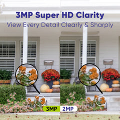 4K 8-Channel PoE Security Camera System, 8MP 10CH NVR 4 3MP Bullet CCTV IP Cameras, Audio Recording, Motion Detection