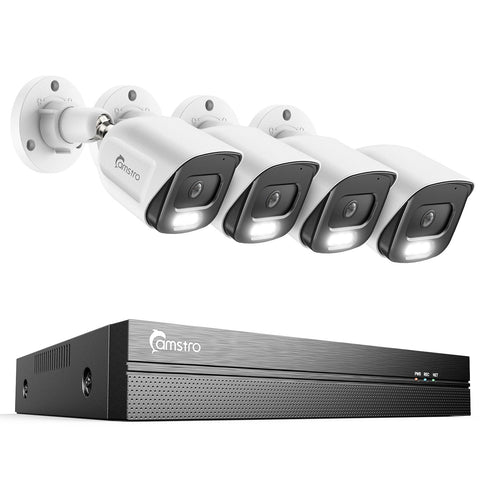 Camstro 5MP 8-Channel POE CCTV Camera Security System, 4K NVR w/4 5MP IP Cameras, Color Night Vision, Customized Motion Area, Comprehensive Smart Detection, Two-Way Audio Intercom, IP67 Weatherproof