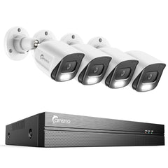 Camstro 5MP 8-Channel POE CCTV Camera Security System, 4K NVR w/4 5MP IP Cameras, Color Night Vision, Customized Motion Area, Comprehensive Smart Detection, Two-Way Audio Intercom, IP67 Weatherproof