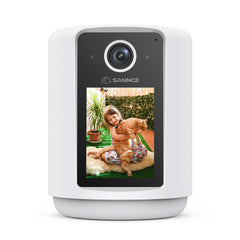 SANNCE 2K Battery Powered Wire-Free IP Camera with 2.4 inch Screen, Soft Night Light, One Click Call, Two-Way Audio WiFi Baby Monitor for Home Security Dog/Cat/Puppy, Night Vision, AI Motion Detection