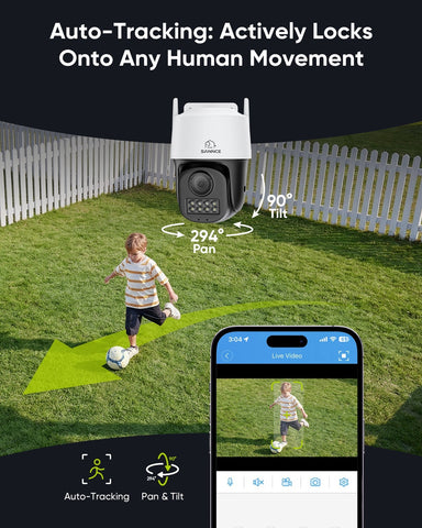 HR500 - 5MP Outdoor PT PoE Security Camera, Pan & Tilt, AI Human & Vehicle Detection & Auto Tracking, Color Night Vision, Support microSD Card Slot