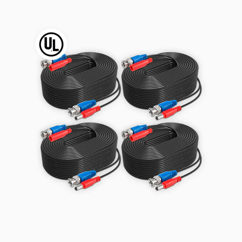 Fire Rated 100% UL-Certified 30 m/100 ft All-in-One BNC Video Power Cables