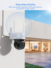 SANNCE 8MP 10-Channel Wireless CCTV PT & Bullet Camera System, 8MP NVR, 3MP Pan & Tilt WiFi IP Cameras, Audio Recording, AI Human Detection, Work With Alexa (4xPTZ camera, 2xBullet camera and 8MP 10CH NVR)