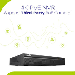 4K 8-Channel Wired PoE Security Camera System, 4K NVR w/ 8 3MP CCTV IP Cameras, Audio Recording