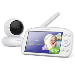 SANNCE 1080p HD Video Baby Monitor with Camera, 5.5" Larger Display TFT LCD, 340°Pan & 50°Tilt, 4X Zoom, Voice & Motion & Temperature Detection, Feeding Reminder, Relaxing Lullabies, 5000mAh Battery