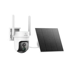 Certified Refurbished 4G LTE Cellular Wireless Outdoor Security Camera, Battery & Solar Powered, 3MP Dual Light Night Vision, 355° Pan & 90° Tilt, Two-Way Audio, SIM & Micro SD Card (32 GB) Included, Cloud & Max. 128 GB Local Storage