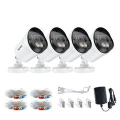 SANNCE Full Color Night Vision 1080P TVI Bullet Wired Security Camera, 2 Warm Lights, IP66 Weatherproof for Indoor Outdoor, 100ft Clear Full Color Night Vision, No Power Supply