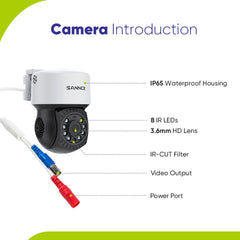 5MP 8 Channel PT Security Camera System - Hybrid 5-in-1 DVR, Pan & Tilt CCTV Camera, 100 ft Night Vision, Motion Detection, Outdoor, Waterproof