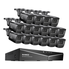 1080p 16 Channel 16 Camera Outdoor Wired Security System, Smart Motion Detection, 100 ft Infrared Night Vision, IP67 Weatherproof