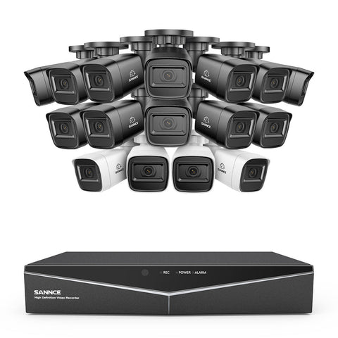 1080p 16 Channel 16 Camera Outdoor Wired Security System, Smart Motion Detection, 100 ft Infrared Night Vision, IP67 Weatherproof