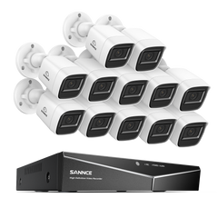 1080p 16 Channel 12 Camera Outdoor Wired Security System, Smart Motion Detection, 100 ft Infrared Night Vision, IP67 Weatherproof