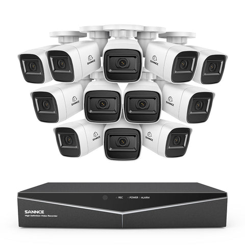 1080p 16 Channel 12 Camera Outdoor Wired Security System, Smart Motion Detection, 100 ft Infrared Night Vision, IP67 Weatherproof