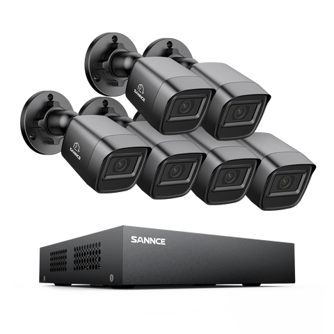5MP 8-Channel Wired Security DVR System with 6pcs 2MP Outdoor Bullet CCTV Cameras, Smart Human / Vehicle / Motion Detection