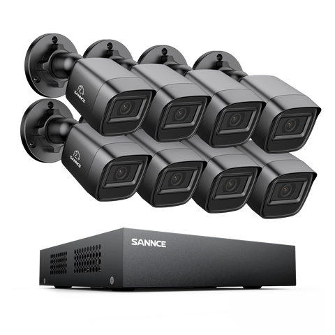 8 Channel 1080P Wired Security Camera System - Hybrid DVR, 8pcs 2MP Bullet Cameras, Outdoor & Indoor, Smart Motion Detection, Remote Access