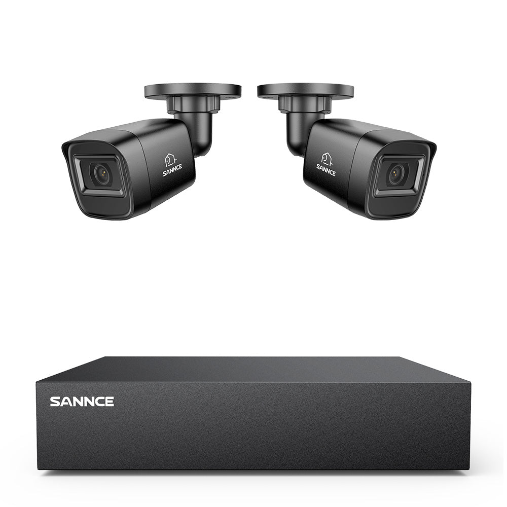 5MP 8-Channel Wired Security DVR System with 2pcs 2MP Outdoor Bullet CCTV Cameras, Smart Human / Vehicle / Motion Detection