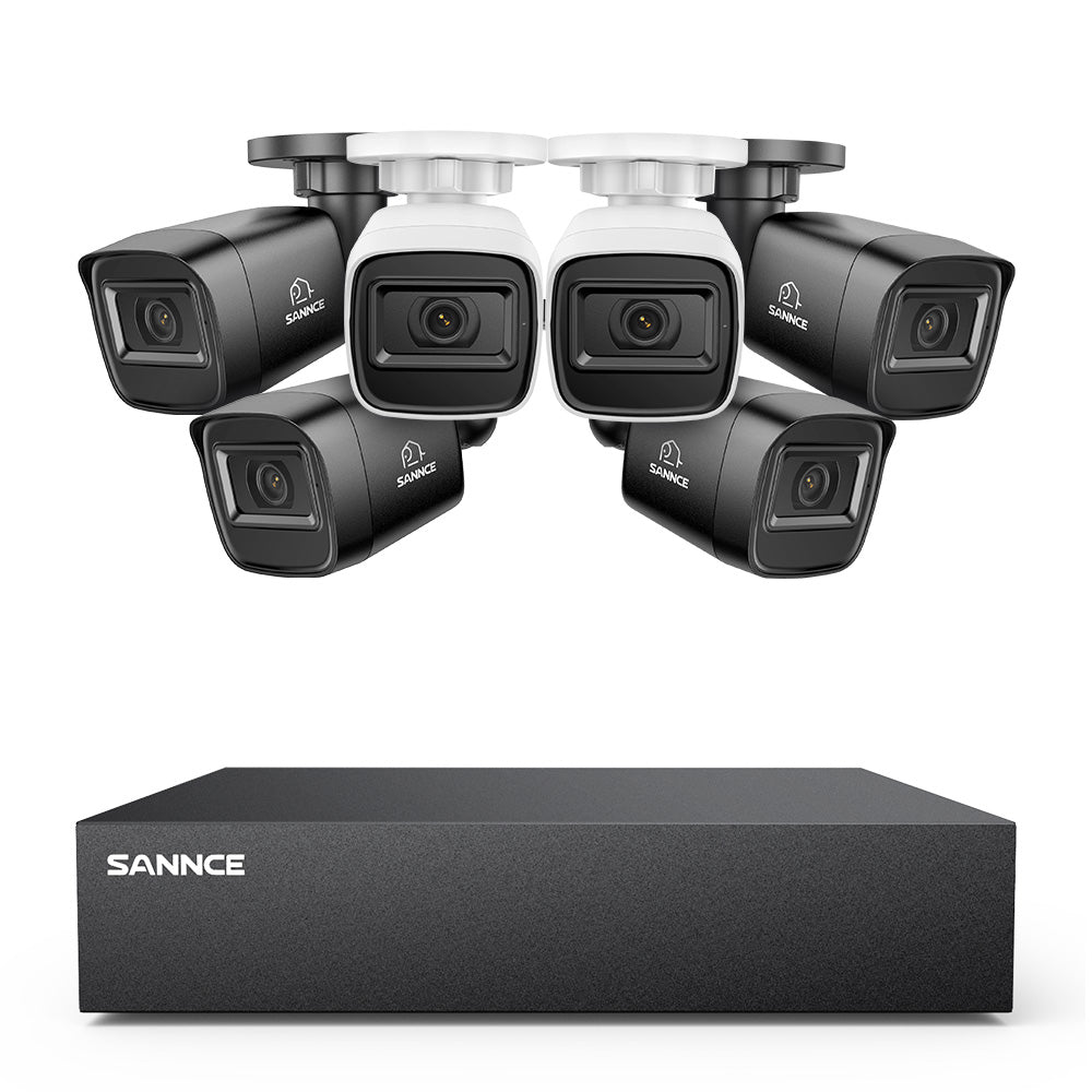 5MP 8-Channel Wired Security DVR System with 6pcs 2MP Outdoor Bullet CCTV Cameras, Smart Human / Vehicle / Motion Detection