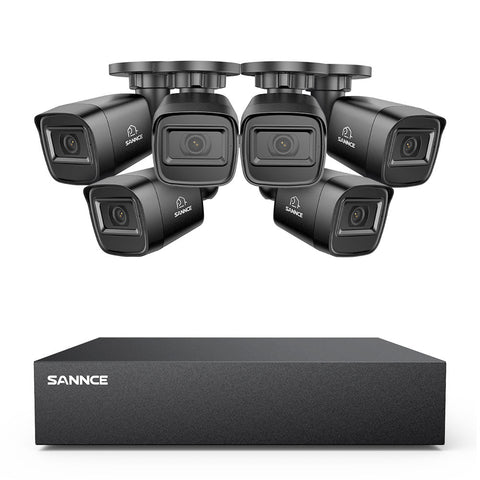 5MP 8-Channel Wired Security DVR System with 6pcs 2MP Outdoor Bullet CCTV Cameras, Smart Human / Vehicle / Motion Detection