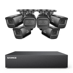 5MP 8-Channel Wired Security DVR System with 6pcs 2MP Outdoor Bullet CCTV Cameras, Smart Human / Vehicle / Motion Detection