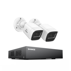 Certified Refurbished 8 Channel 1080P Wired Security Camera System - Hybrid DVR, 2pcs 2MP Bullet Cameras, Outdoor & Indoor, Smart Motion Detection, Remote Access