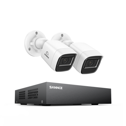 8 Channel 5MP Wired Security Camera System - Hybrid DVR, 2pcs 2MP Bullet Cameras, Outdoor & Indoor, Smart Motion Detection, Remote Access