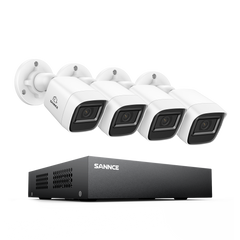 8 Channel 5MP Wired Security Camera System - Hybrid DVR, 4pcs 2MP Bullet Cameras, Outdoor & Indoor, Smart Motion Detection, Remote Access