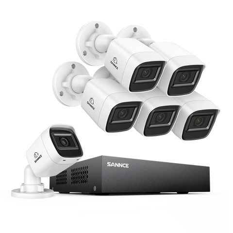 8 Channel 1080P Wired Security Camera System - Hybrid DVR, 6pcs 2MP Bullet Cameras, Outdoor & Indoor, Smart Motion Detection, Remote Access
