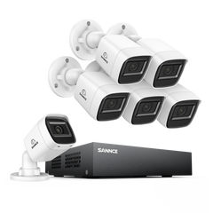 8 Channel 5MP Wired Security Camera System - Hybrid DVR, 6pcs 2MP Bullet Cameras, Outdoor & Indoor, Smart Motion Detection, Remote Access
