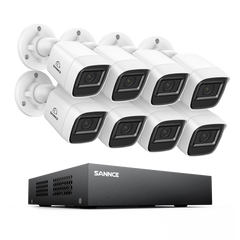 8 Channel 1080P Wired Security Camera System - Hybrid DVR, 8pcs 2MP Bullet Cameras, Outdoor & Indoor, Smart Motion Detection, Remote Access