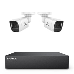 8 Channel 5MP Wired Security Camera System - Hybrid DVR, 2pcs 2MP Bullet Cameras, Outdoor & Indoor, Smart Motion Detection, Remote Access