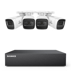 8 Channel 5MP Wired Security Camera System - Hybrid DVR, 4pcs 2MP Bullet Cameras, Outdoor & Indoor, Smart Motion Detection, Remote Access