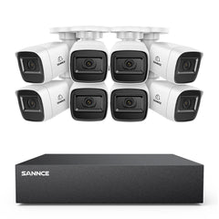 8 Channel 5MP Wired Security Camera System - Hybrid DVR, 8pcs 2MP Bullet Cameras, Outdoor & Indoor, Smart Motion Detection, Remote Access