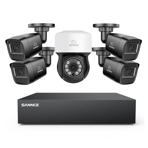 5MP 8 Channel PT Security Camera System - Hybrid 5-in-1 DVR, Pan & Tilt CCTV Camera, 100 ft Night Vision, Motion Detection, Outdoor, Waterproof