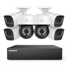 5MP 8 Channel PT Security Camera System - Hybrid 5-in-1 DVR, Pan & Tilt CCTV Camera, 100 ft Night Vision, Motion Detection, Outdoor, Waterproof
