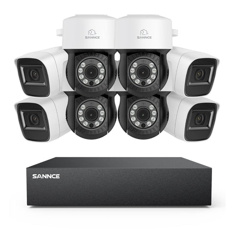 1080P 8 Channel PT Security Camera System - Hybrid 5-in-1 DVR, Pan & Tilt CCTV Camera, 100 ft Night Vision, Motion Detection, Outdoor, Waterproof
