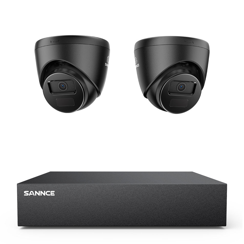 8 Channel 5MP Wired Security Camera System - Hybrid DVR, 2pcs 2MP Turret Cameras, Outdoor & Indoor, Smart Motion Detection, Remote Access