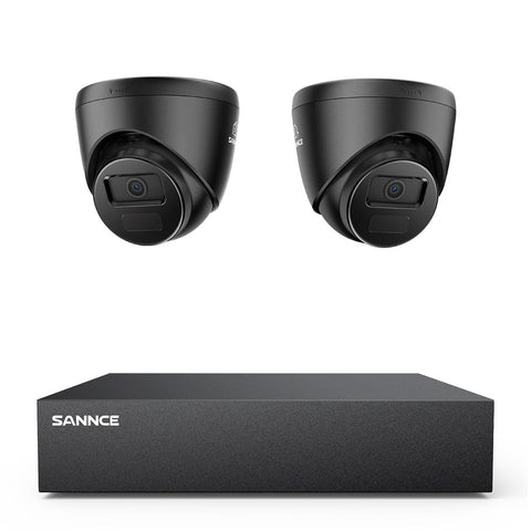 8 Channel 5MP Wired Security Camera System - Hybrid DVR, 2pcs 2MP Turret Cameras, Outdoor & Indoor, Smart Motion Detection, Remote Access