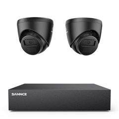 8 Channel 5MP Wired Security Camera System - Hybrid DVR, 2pcs 2MP Turret Cameras, Outdoor & Indoor, Smart Motion Detection, Remote Access