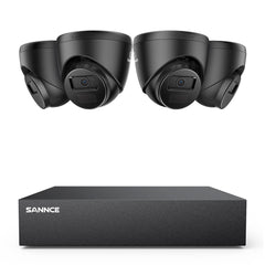 8 Channel 5MP Wired Security Camera System - Hybrid DVR, 4pcs 2MP Turret Cameras, Outdoor & Indoor, Smart Motion Detection, Remote Access