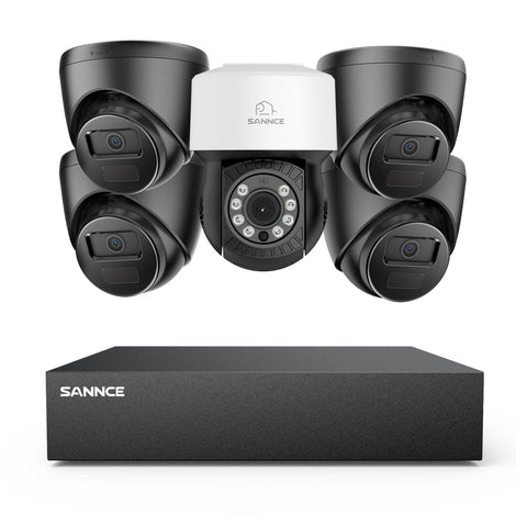5MP 8 Channel PT Security Camera System - Hybrid 5-in-1 DVR, Pan & Tilt CCTV Camera, 100 ft Night Vision, Motion Detection, Outdoor, Waterproof