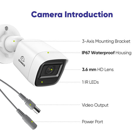 8 Channel 1080P Wired Security Camera System - Hybrid DVR, 6pcs 2MP Bullet Cameras, Outdoor & Indoor, Smart Motion Detection, Remote Access