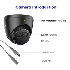 5MP 8-Channel Wired Security DVR System with 6pcs 2MP Outdoor Bullet CCTV Cameras, Smart Human / Vehicle / Motion Detection