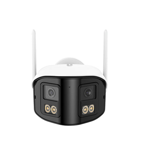 FDQ400 Sistema de cámaras de seguridad PoE 4K de 10 canales con doble lente, NVR de 8 MP + 2 cámaras IP de 4 MP WiFi + PoE, gran angular de 170°, visión nocturna a todo color con muy poca luz, audio bidireccional, detección de personas mediante IA