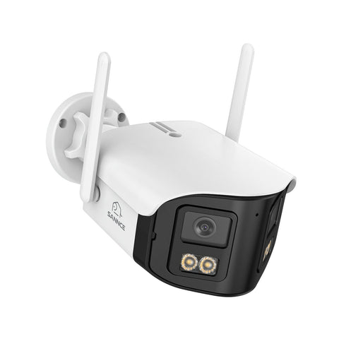 FDQ400 Sistema de cámaras de seguridad PoE 4K de 10 canales con doble lente, NVR de 8 MP + 8 cámaras IP de 4 MP WiFi + PoE, gran angular de 170°, visión nocturna a todo color con muy poca luz, audio bidireccional, detección de personas mediante IA