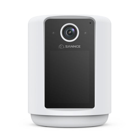 SANNCE 2K Battery Powered Wire-Free IP Camera with 2.4 inch Screen, Soft Night Light, One Click Call, Two-Way Audio WiFi Baby Monitor for Home Security Dog/Cat/Puppy, Night Vision, AI Motion Detection